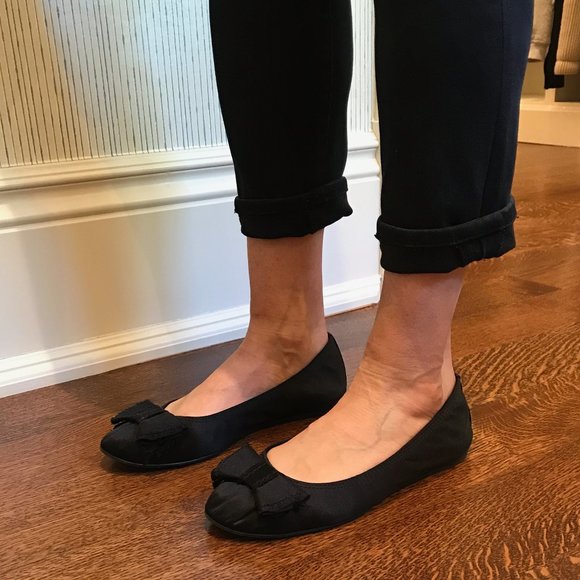 Lanvin Satin Flats w/ Bow - Picture 1 of 8